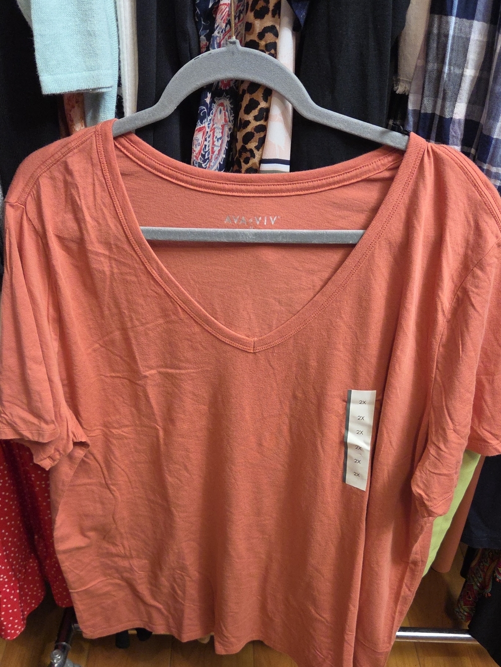 Ava & Viv Terracotta V-Neck Dolman Tee - Picture 2 of 3